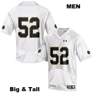 Notre Dame Fighting Irish Men's Bo Bauer #52 White Under Armour No Name Authentic Stitched Big & Tall College NCAA Football Jersey KWT0599EU